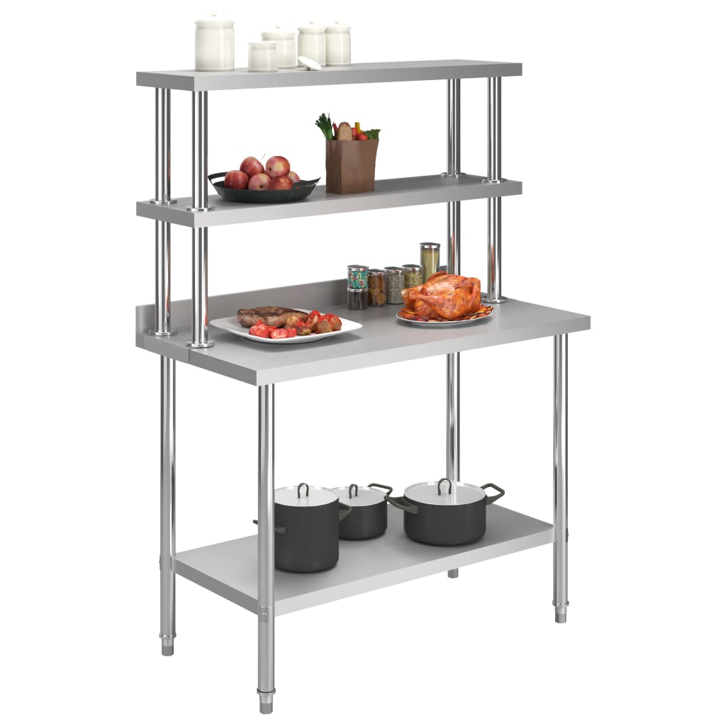 Tavolo da cucina vidaxl con top 120x60x150 cm in acciaio inossidabile