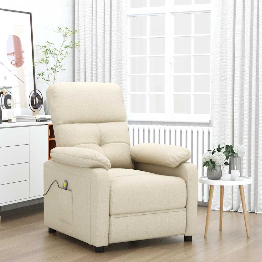 Vidaxl massagestoel stof crèmekleurig
