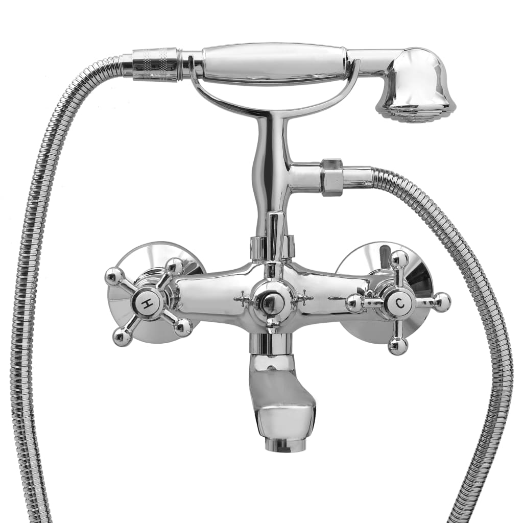 VidaXL Bath tap two -buttons and hand shower chromium