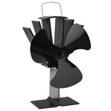 Vidaxl Stove Fan z 3 płetwami czarnymi