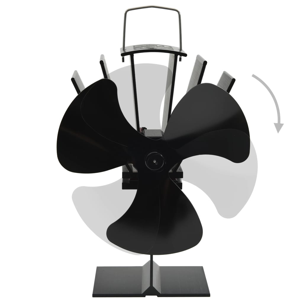 Vidaxl Stove Fan z 3 płetwami czarnymi