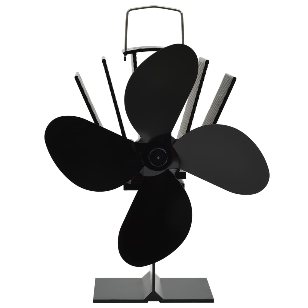 Vidaxl Stove Fan avec 4 nageoires noires