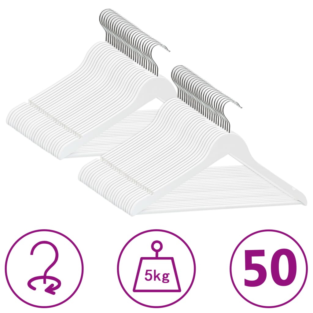 VIDAXL 50-teiliger Kleidungsschalter Set Anti-Slip-Hartholz weiß