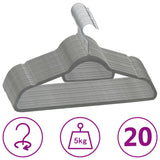 Vidaxl de 20 piezas colgador de ropa Anti-slip terciopelo gris