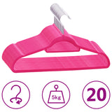 Vidaxl Conjunto de percha de ropa de 20 piezas Anti-Slip Velvet Pink