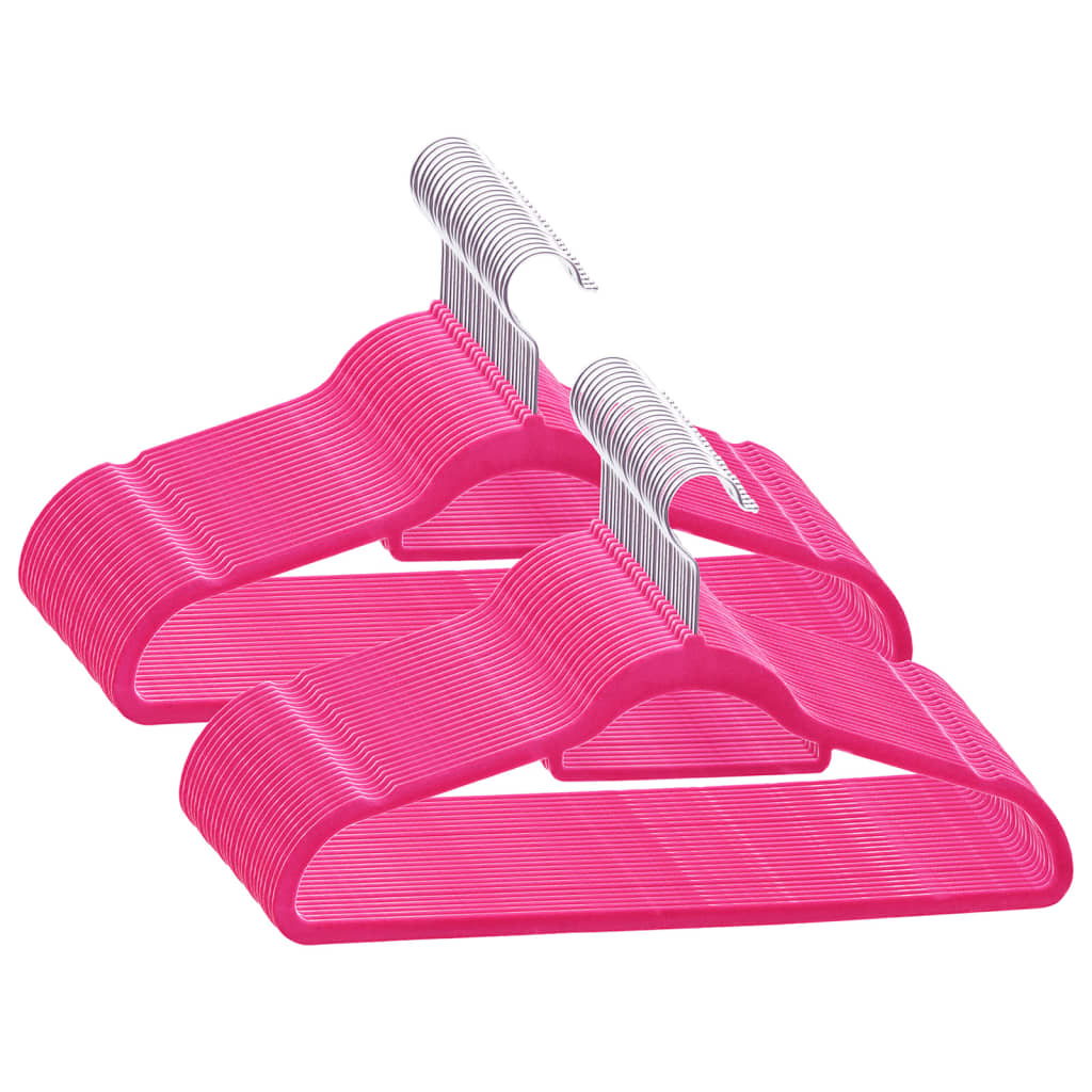 Vidaxl 50-piece clothing hanger set Anti-slip velvet pink