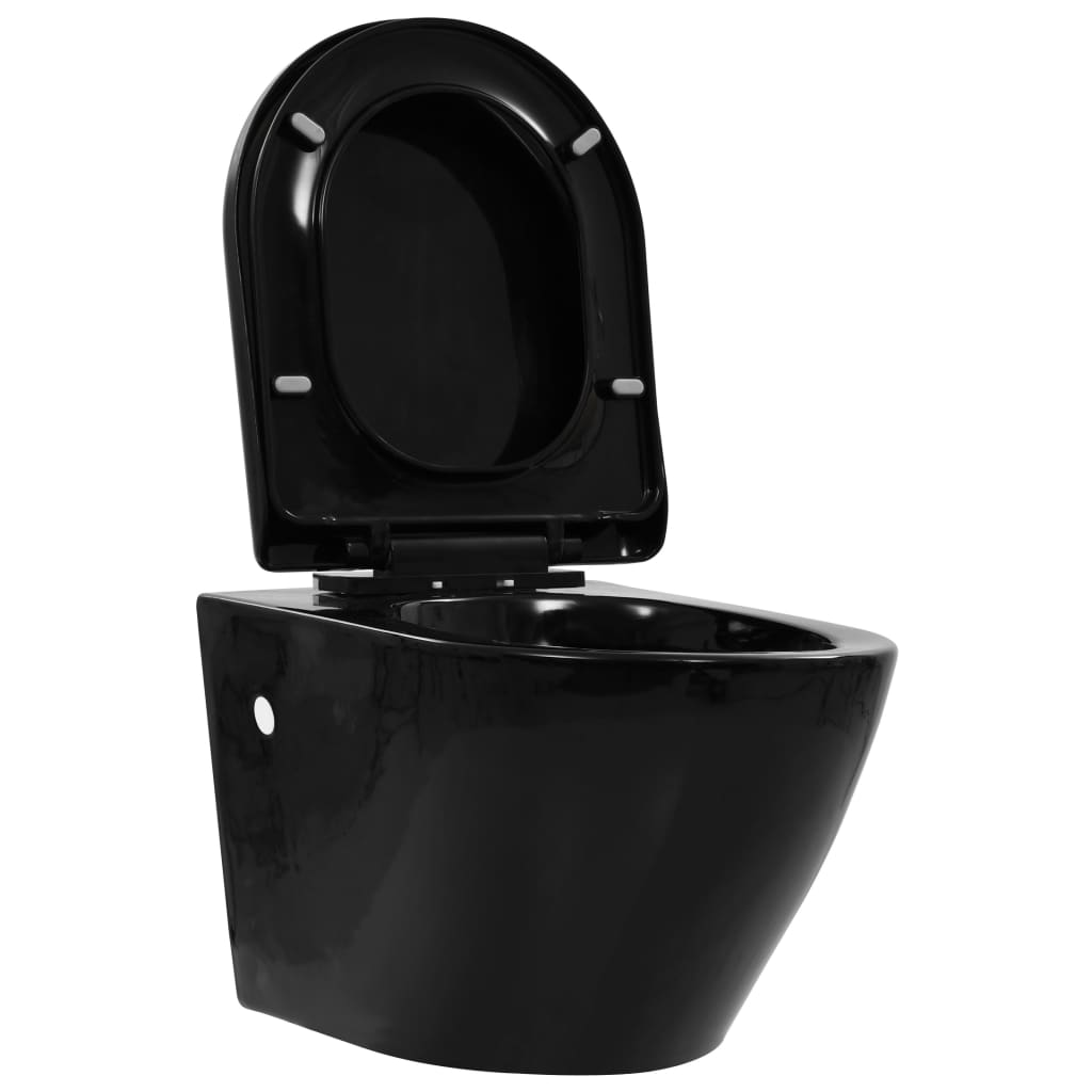 VidaXL Hanging toilet with hidden cistern ceramic black