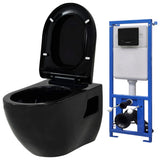 VidaXL Hanging toilet with hidden cistern ceramic black