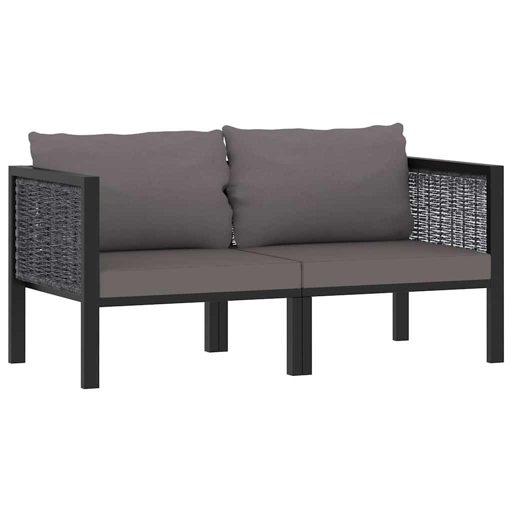 Vidaxl tweezitsbank met kussens poly rattan antraciet