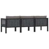 Vidaxl driezitsbank met kussens poly rattan antraciet