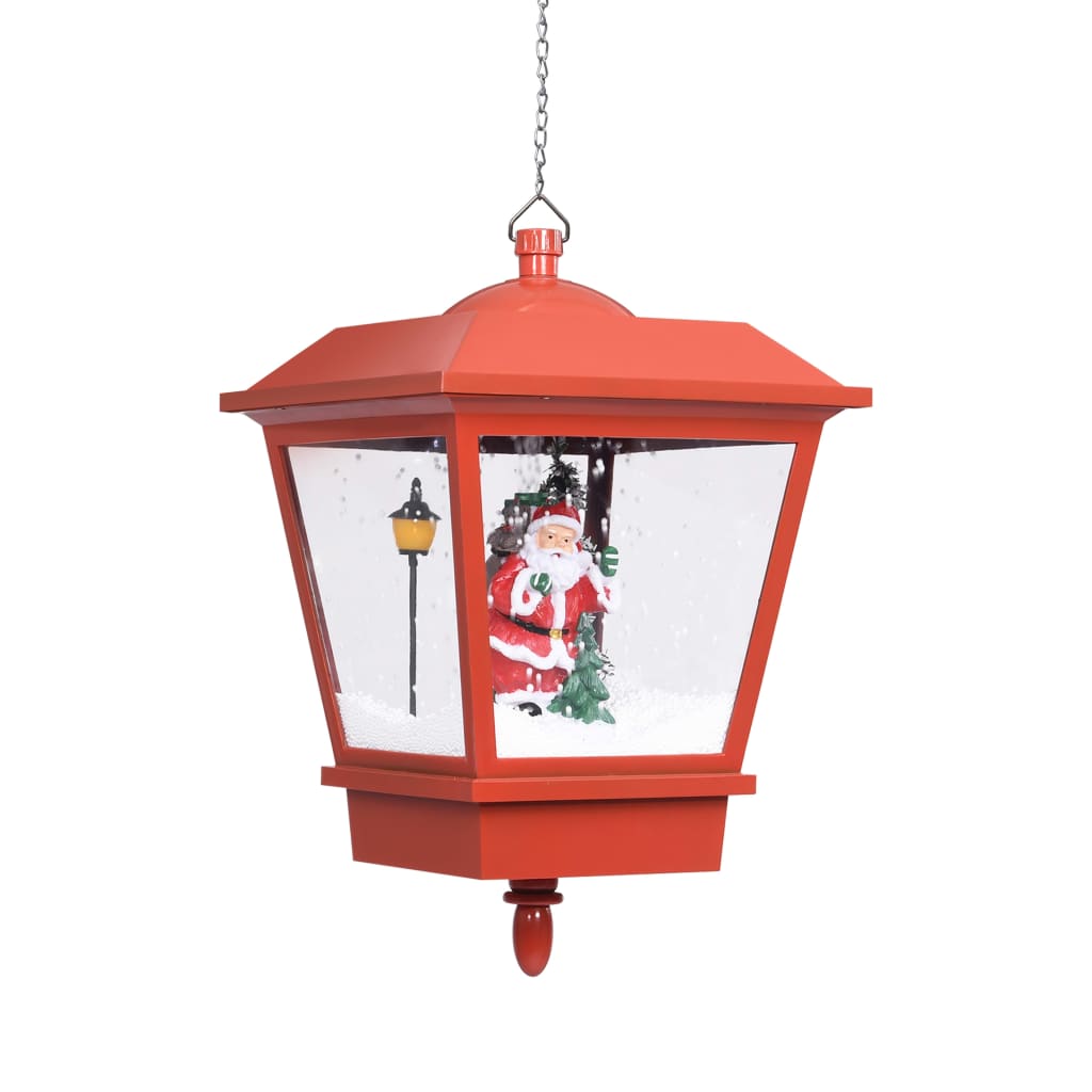 Vidaxl Chrëscht Chrëscht Hangampel mat gefülene Lampe an dem Santa Claus 27x27x27 cm rout