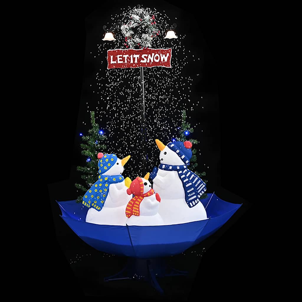 Vidaxl kerstboom sneeuwend met paraplubasis 170 cm pvc blauw