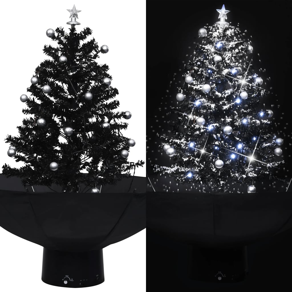 Vidaxl kerstboom sneeuwend met paraplubasis 75 cm pvc zwart