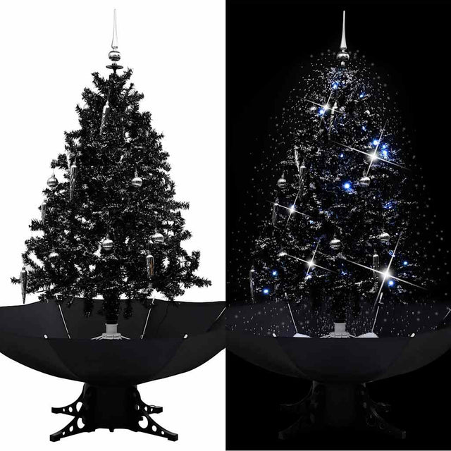 Vidaxl kerstboom sneeuwend met paraplubasis 140 cm pvc zwart