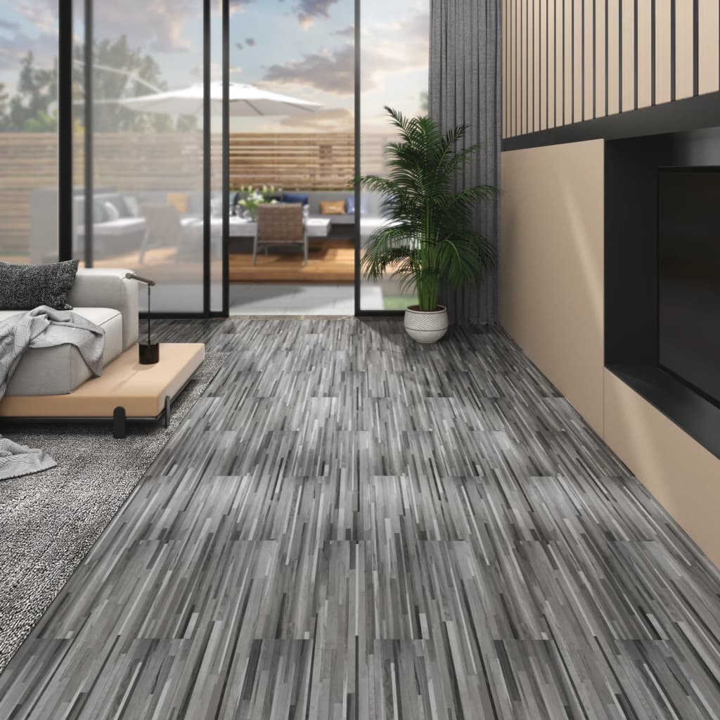 Vidaxl Floorboards Self -adhesive 5.02 m² 2 mm PVC Striped Gray