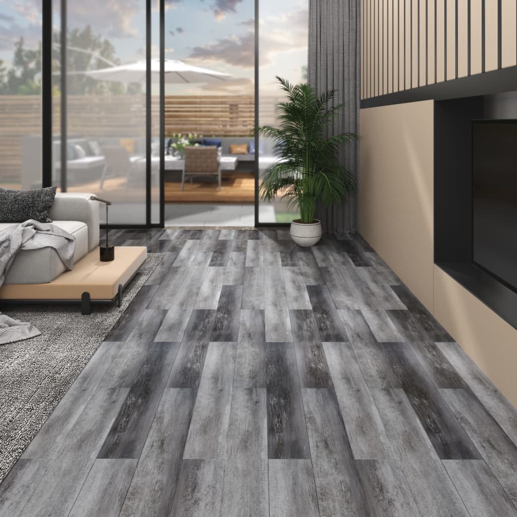 Vidaxl Floorboards Selvlavt 5,02 m² 2 mm pvc blankt grå