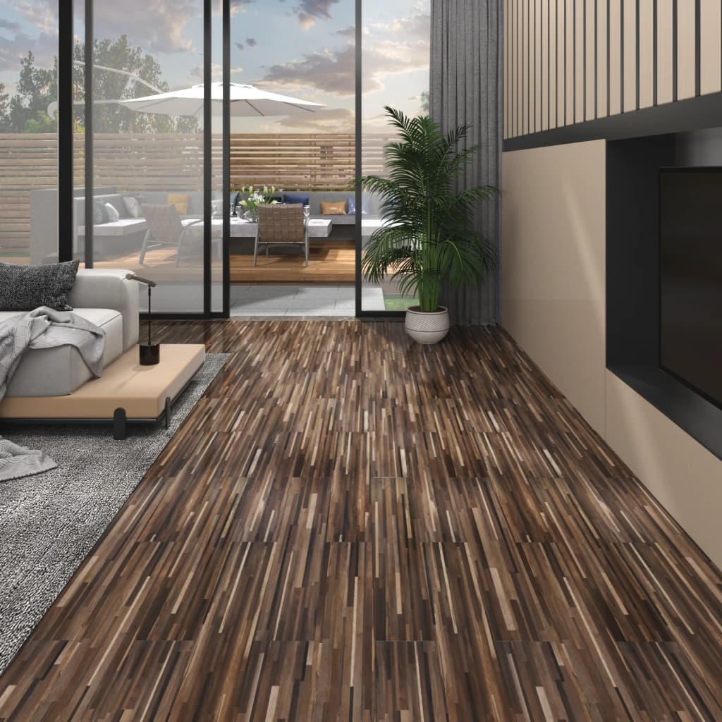 Vidaxl Floorboards Selvlavt 5,02 m² 2 mm PVC Striped Brown