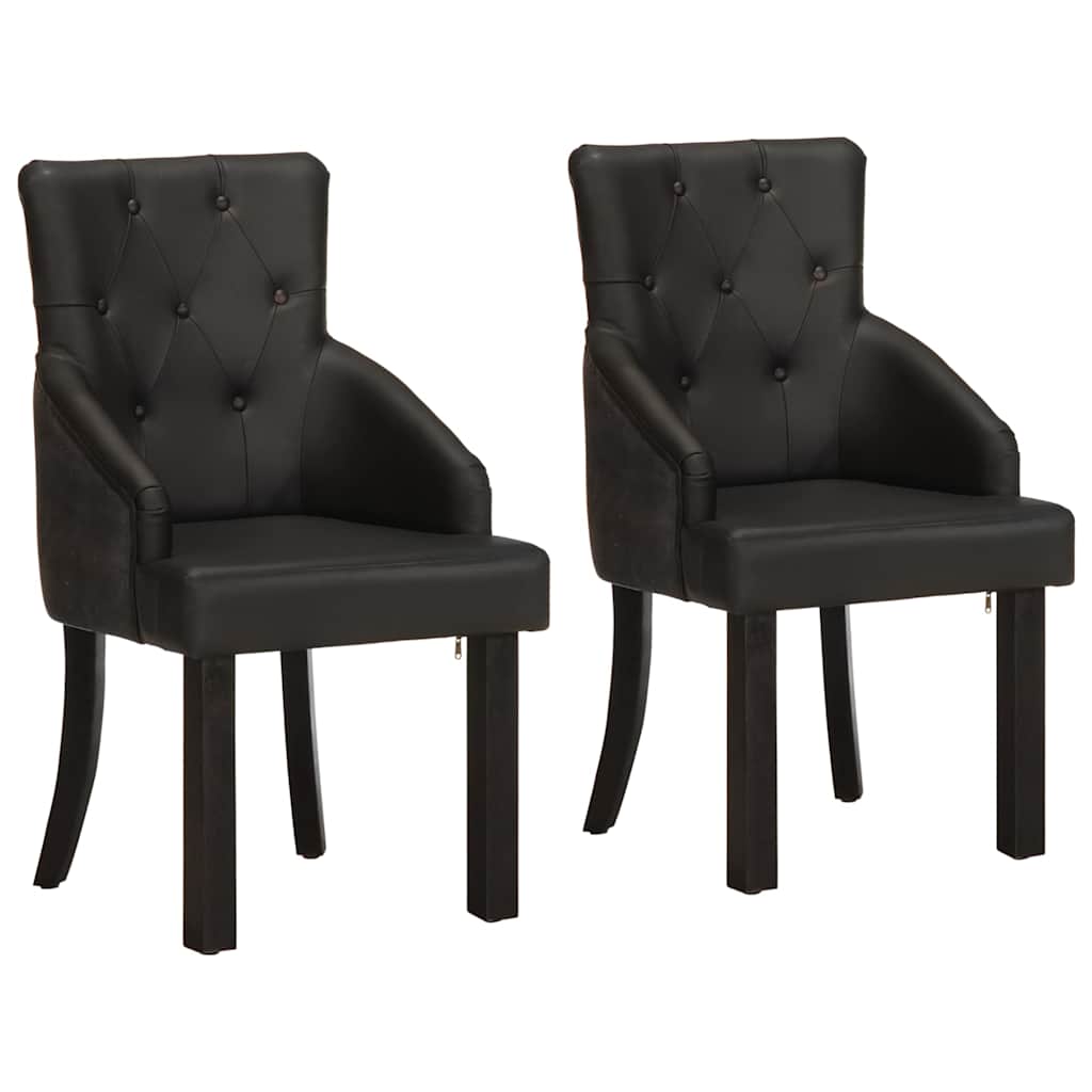 Vidaxl eetkamerstoelen 2 st echt geitenleer zwart
