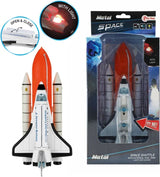 Metal space shuttle met externe brandstoftank licht en geluid