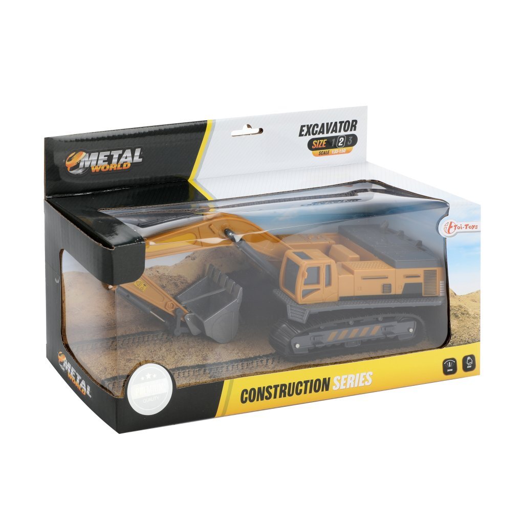 Metal building vehicle excavator with caterpillars, 1:55