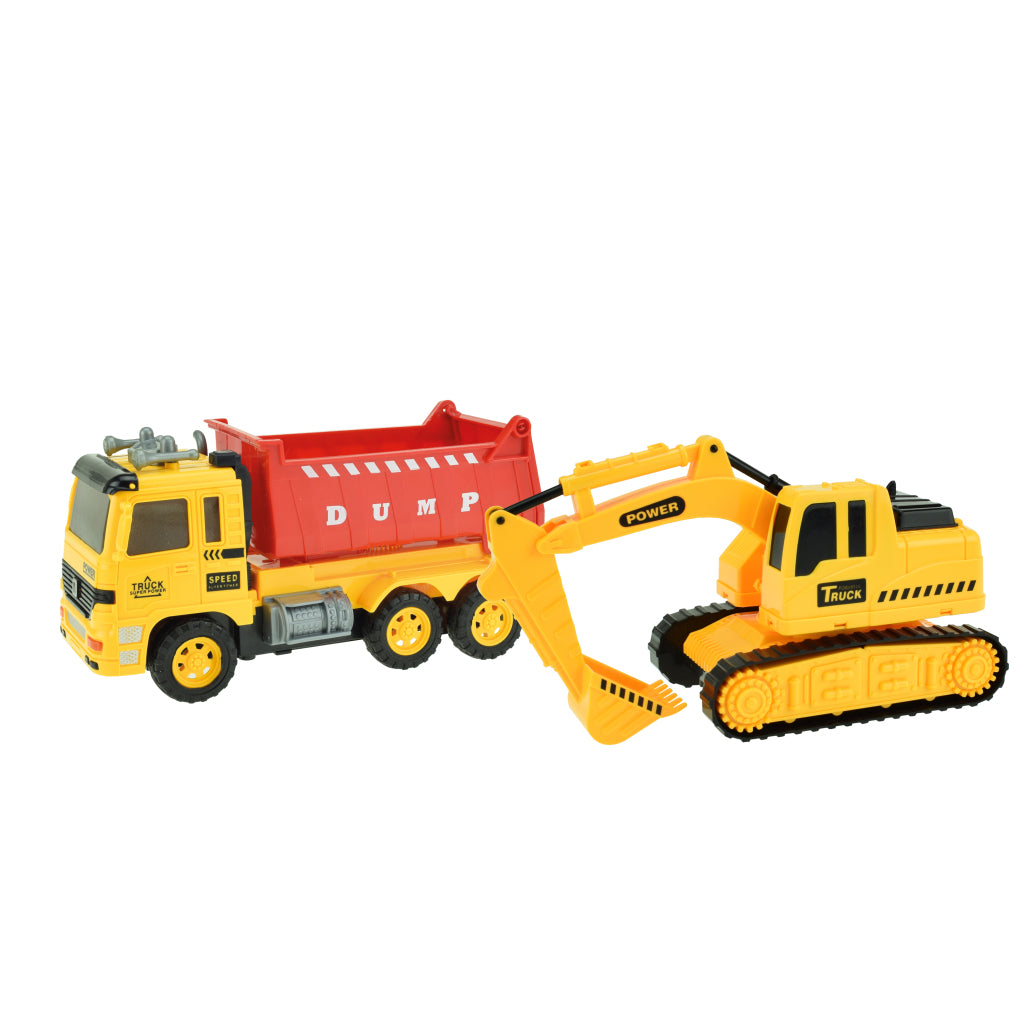 Toi-toys trucks kiepwagen met graafmachine licht geluid