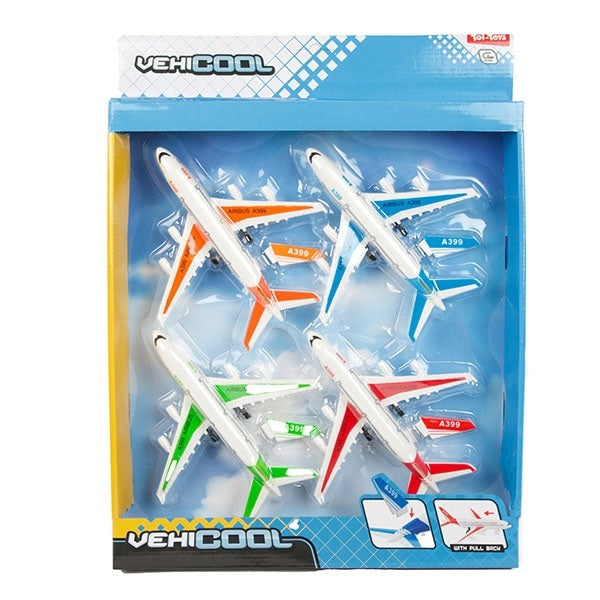 Toi-Toys Fahrzeuge zurückziehen Flugzeuge, 4st.