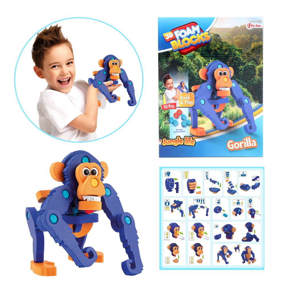 Toi-toys toi-toys knutselpuzzel aap junior 25,8 cm blauw 59-delig