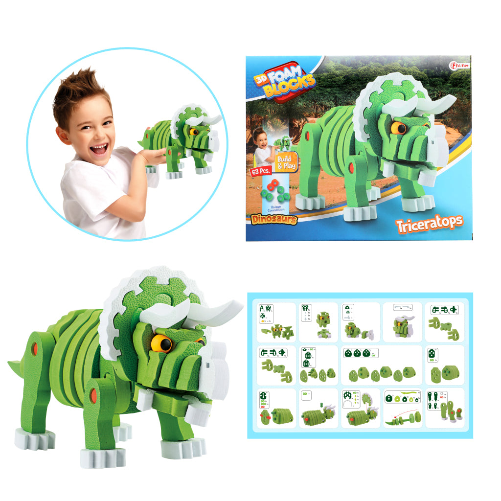 Toi-toys artigianale puzzle tricera junior 25,8 cm verde 59 pezzi