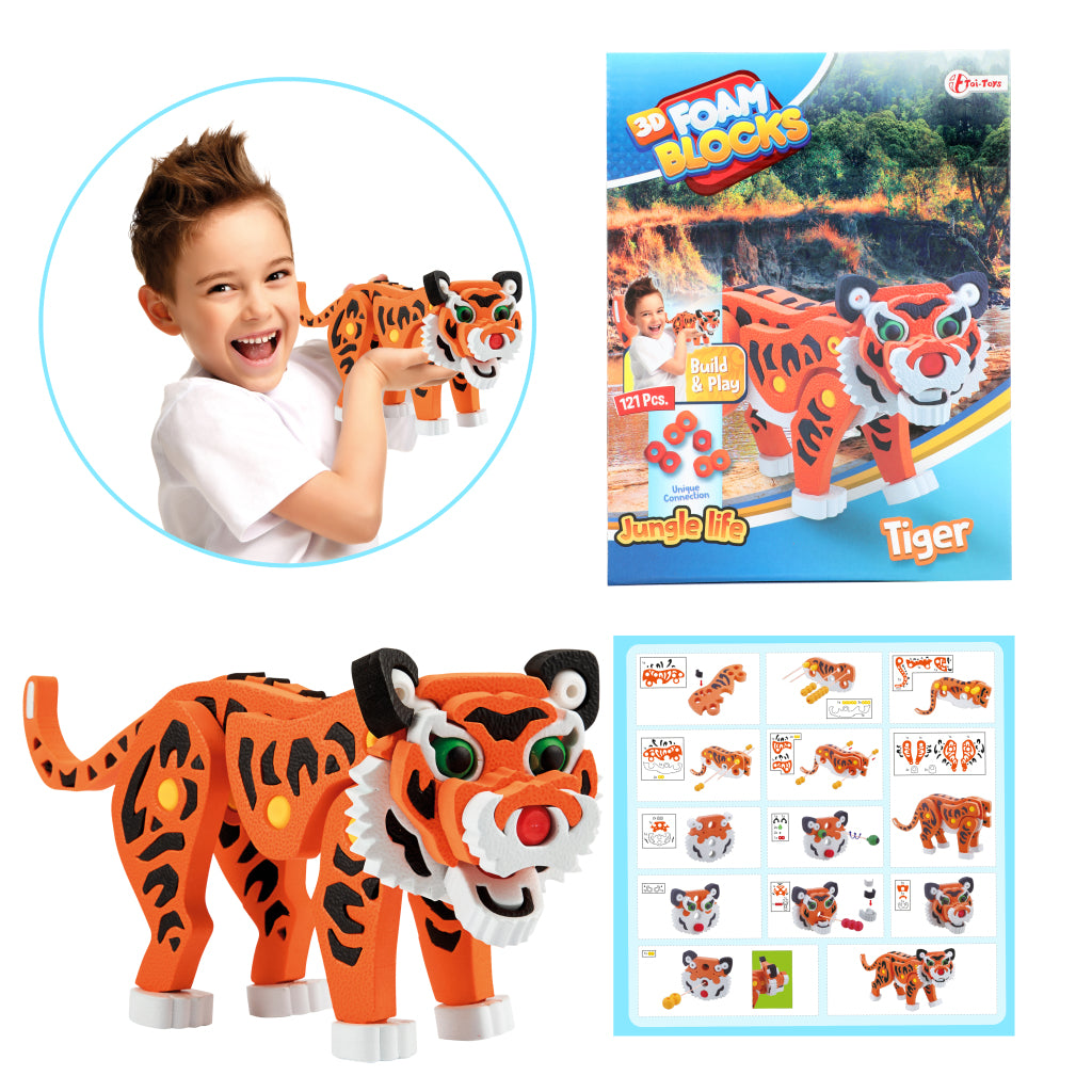 Toi-toys 3D Puzzle Tiger Junior 31.5 cm Schaum Orange 121-Stéck