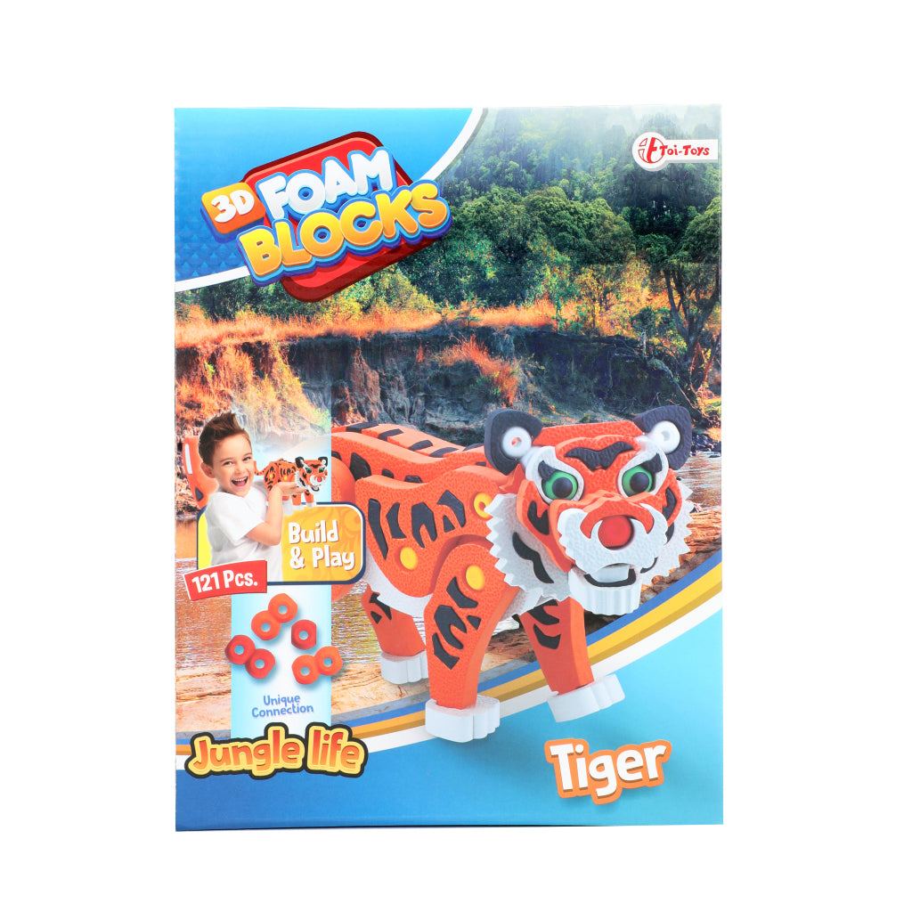 Toi-Toys 3D Puzzle Tiger Junior 31,5 cm skumoransje 121-stykke