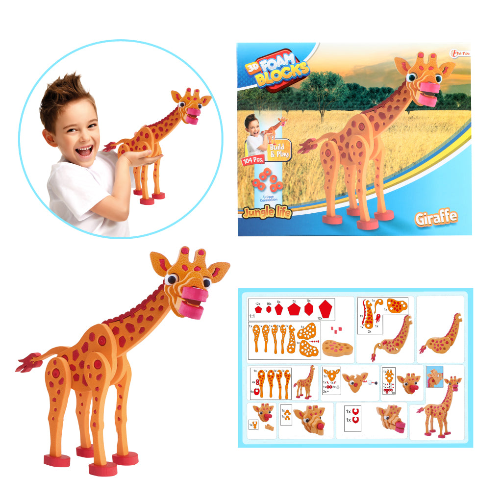 Toi-Toys 3D-pussel Giraff Junior 31,5 cm skum orange 104-stycken