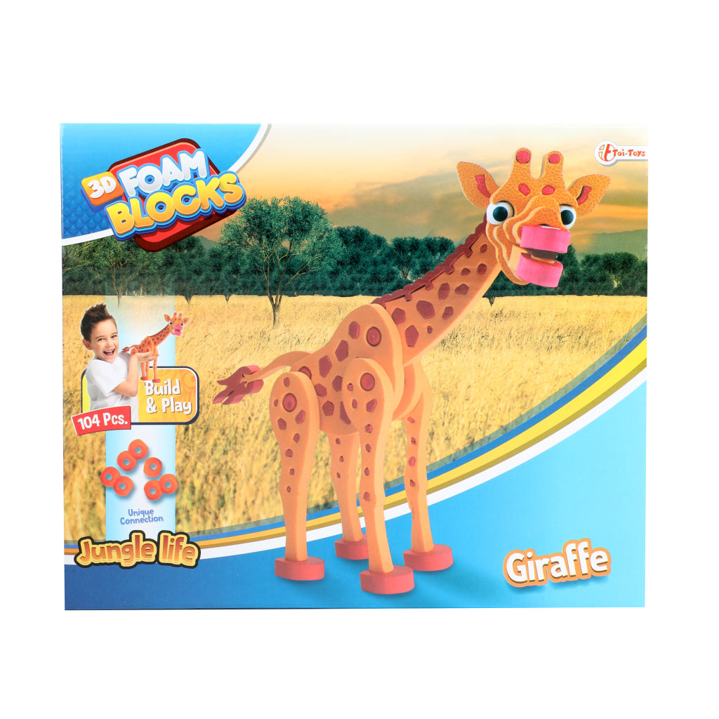 Toi-Toys 3D Puzzle Giraffe Junior 31,5 cm skumoransje 104-stykke