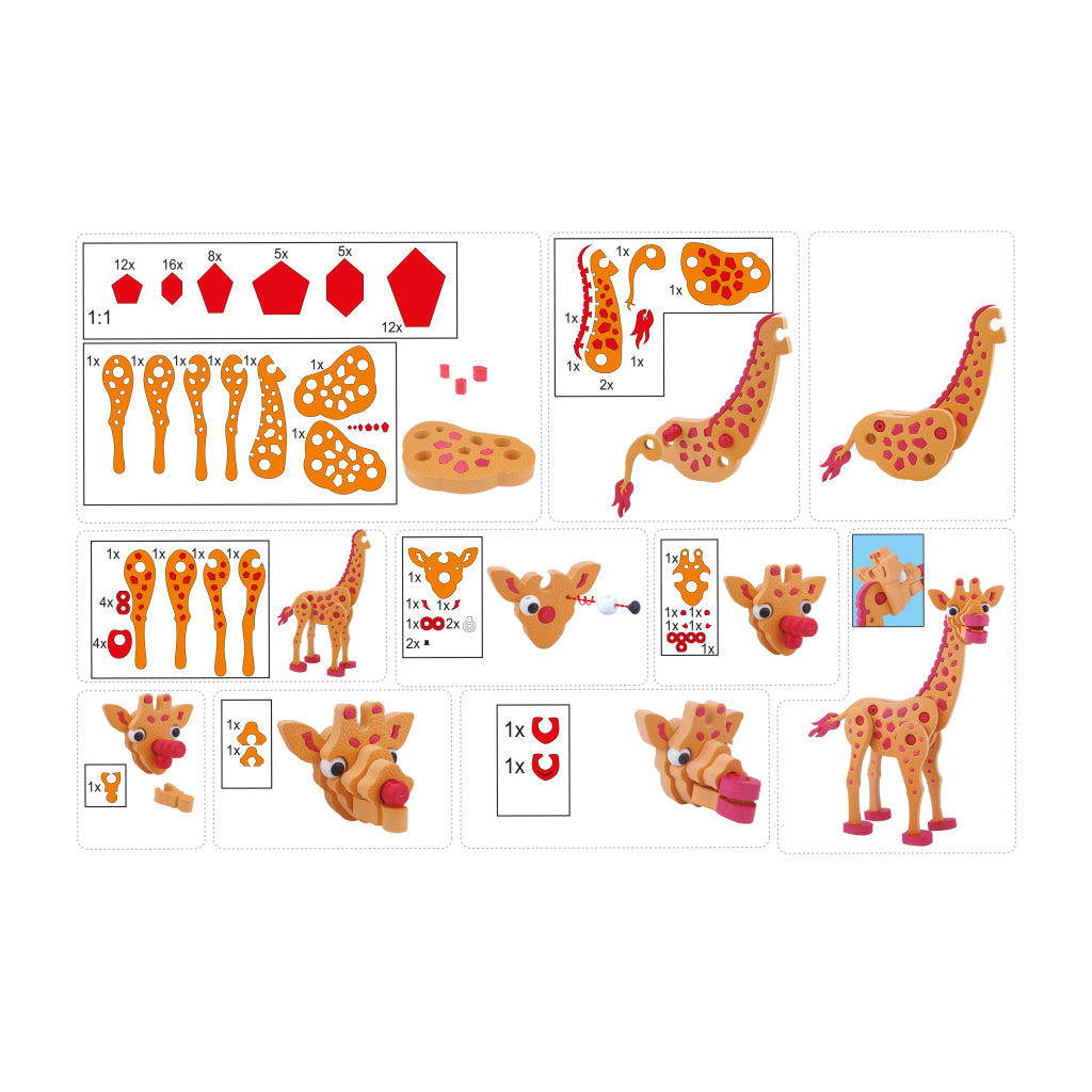 TOI-TOYS 3d Puzzle Giraffe junior 31,5 cm mousse orange 104 pièces