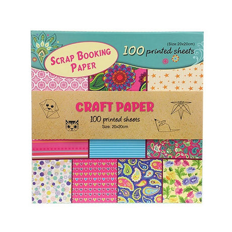 Toi-toys knutselpapierset 100 bedrukte vellen 20x20cm
