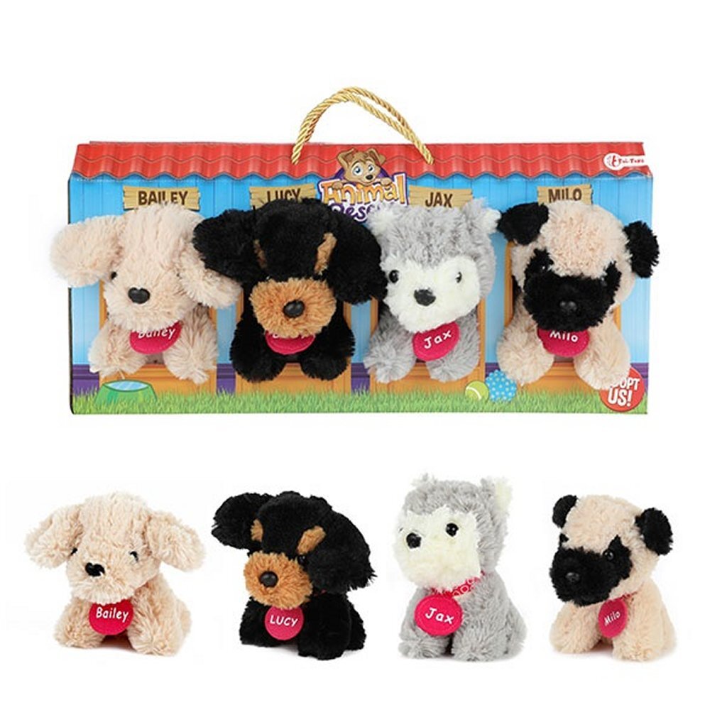 Toi-toys plush dogs in dog loft suitcase 4 pieces