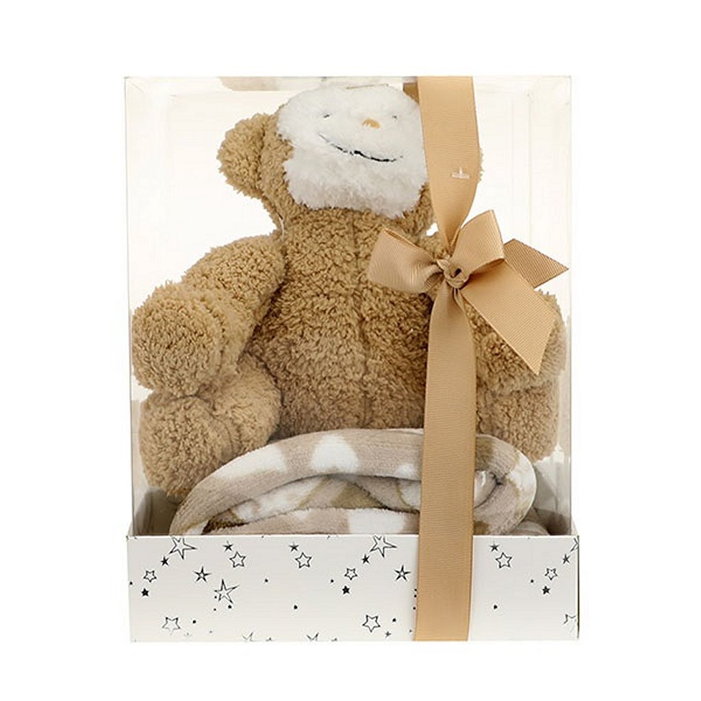 TOI-TOYS PLUCHEN singe + câlin dans la boîte cadeau