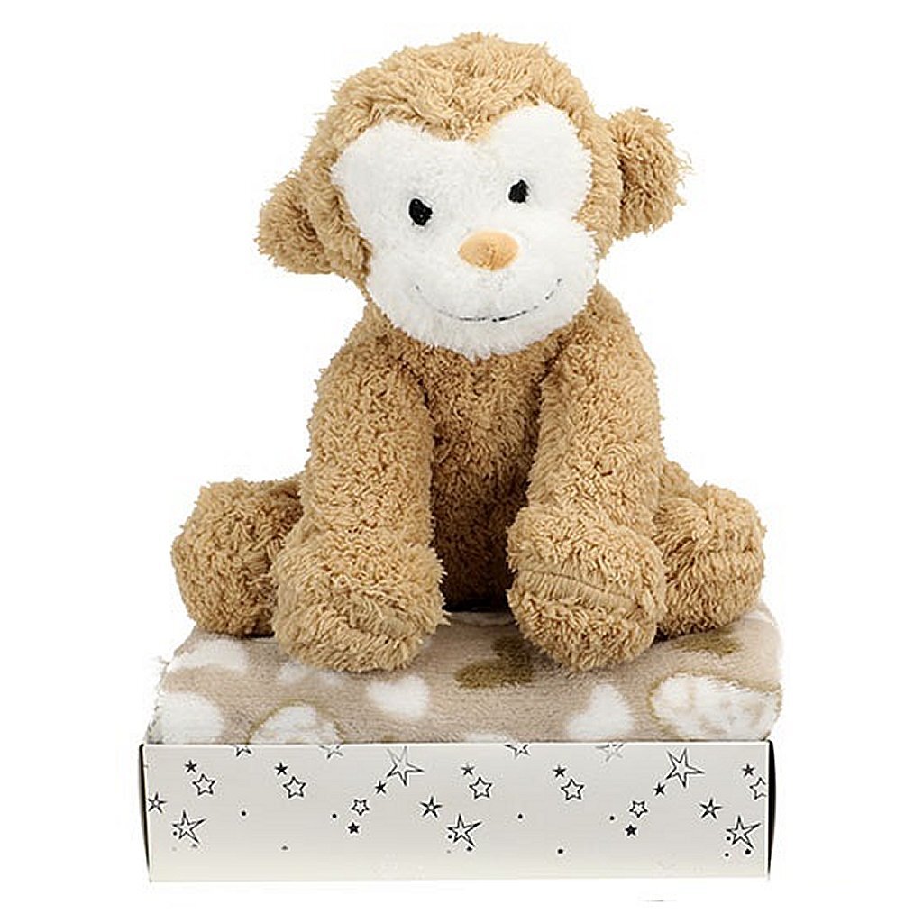 Toi-Toys Pluchen Affe + Kuscheldecke in Geschenkbox