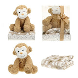 Toi-Toys Pluchen Affe + Kuscheldecke in Geschenkbox