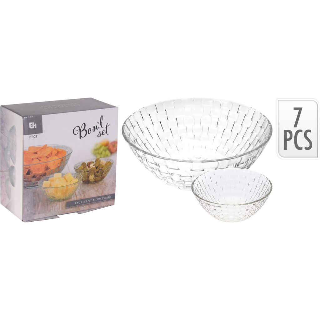 Excellent Houseware Houseware Schaal Glas Set 7-Delig