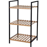 Excellent houseware handdoekenrek 3 etages 38x32x70 cm bamboe metaal zwart