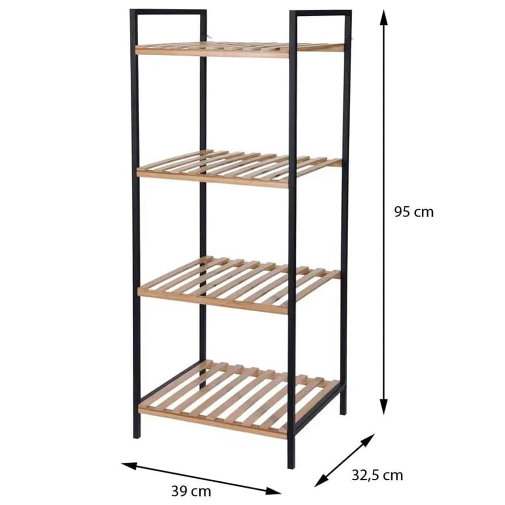 Buedzëmmer ssamt Buedzëmmer Sinn Späichere rack mat 4 Regaler vu Bambus a Stol