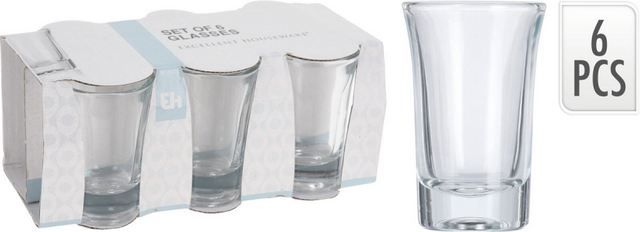 Excellent houseware eh borrelglas 40ml set 6 stuks