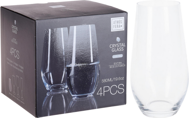 Atmos fera kristal waterglas 580ml 4 stuks