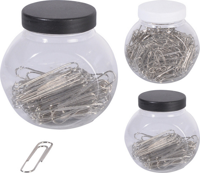 Paperclips zilver in pot 4 assorti