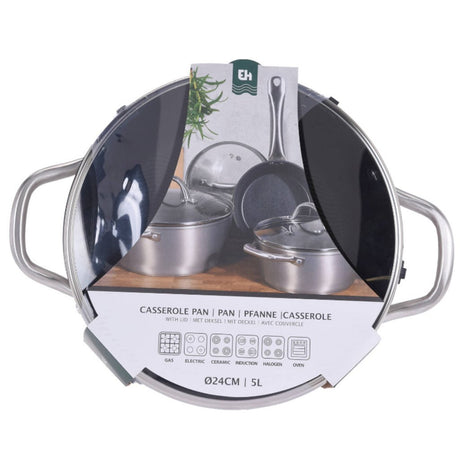 Excellent houseware pan 24 cm + glazen deksel