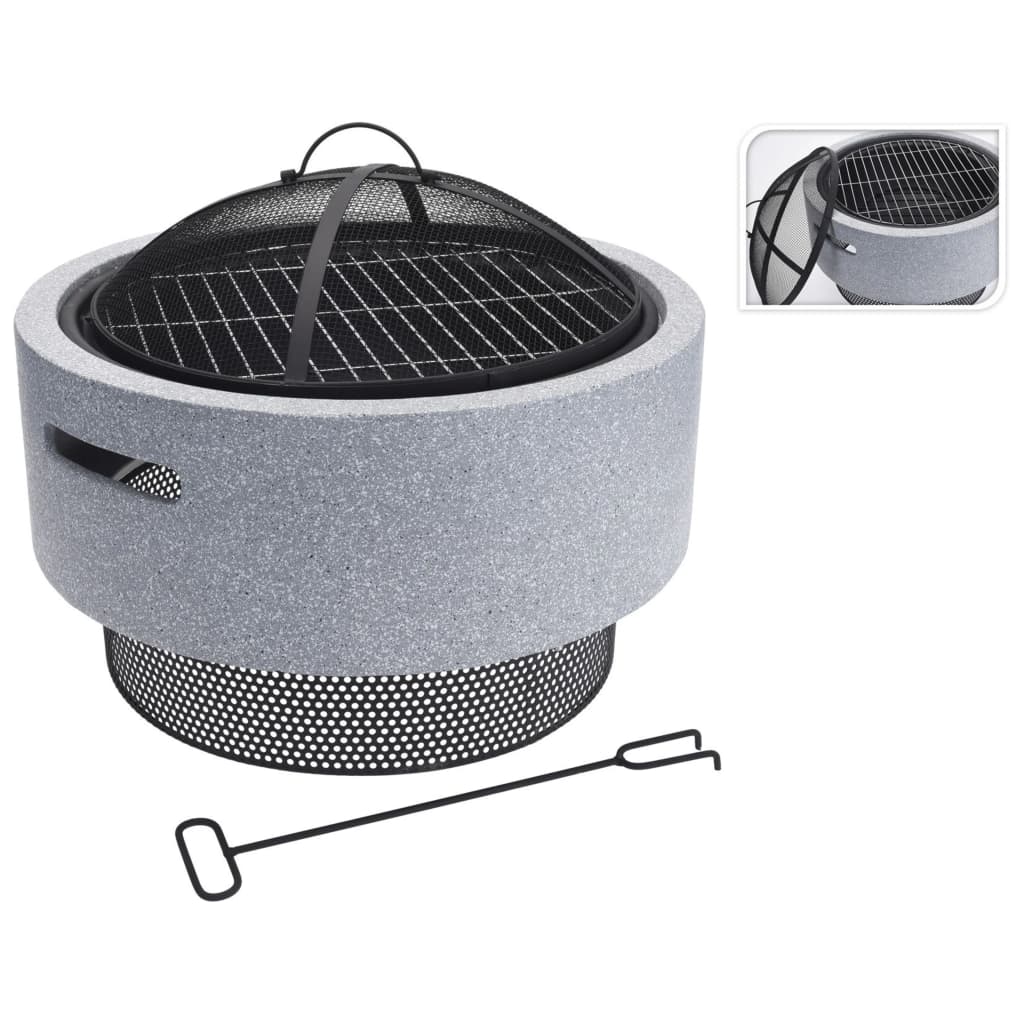 Progarden Progarden Fire Bowl med grillgitter rundt 52x18,5 cm lysegrå