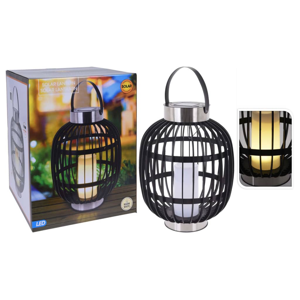 Prograrden Progarden Lantern mit Kerzen Solar LED 35 cm Schwarz