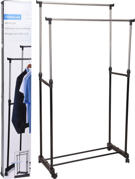 Kledingrek dubbel 80x42x90-160cm verstelbaar