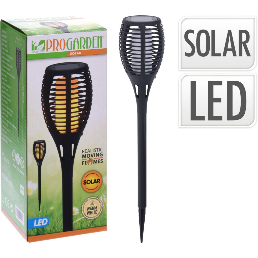 Pro Garden Solar LED bakla 10x58 cm črna