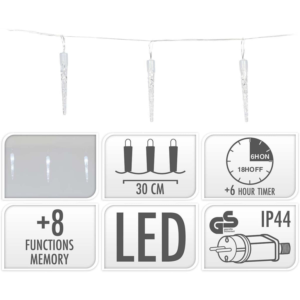 S.I.A. S.I.A. Kerstverlichting IJspegels 6M 40 LEDs IP44 + Timer